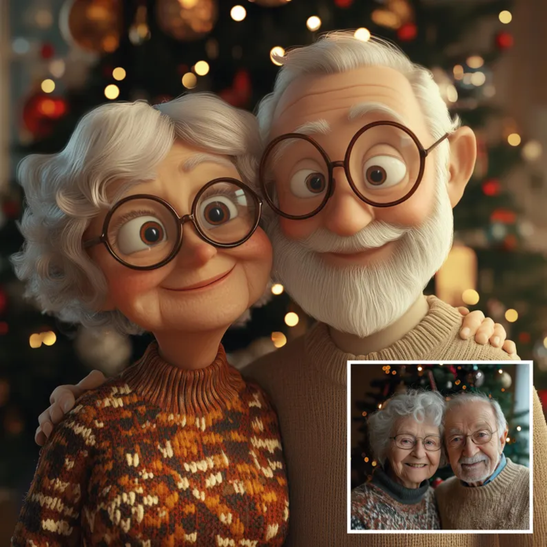 Custom Cartoon Portrait Personalised Christmas Gift Pixar Style Portrait from Photo Digital Portrait Gift for Christmas Personalised Cartoon