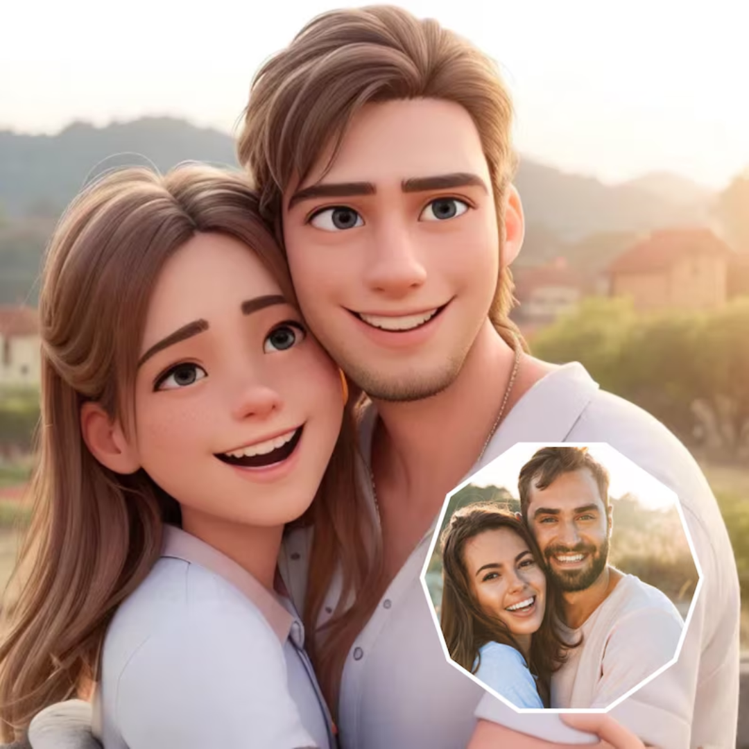 Couples' Portraits, Custom Cartoon Pixar Style Portrait from Photo, Digital 3D Portrait, Become a Pixar Character, Anniversary Couple Gift