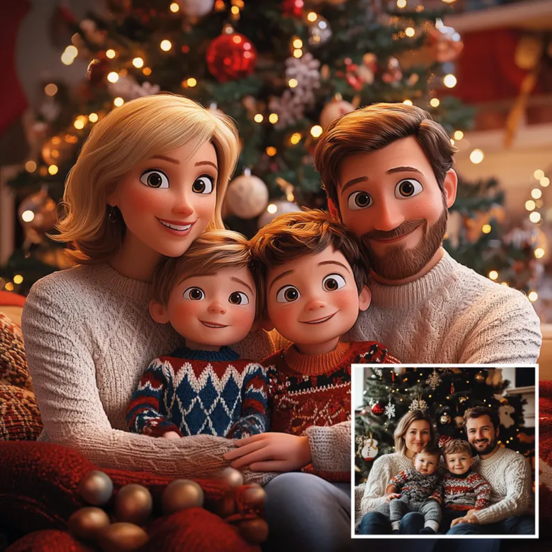 Custom Cartoon Portrait Personalised Christmas Gift Pixar Style Portrait from Photo Digital Portrait Gift for Christmas Personalised Cartoon