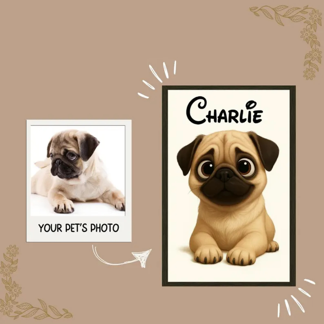 Custom Disney Style Pet Portrait β’ Cartoon Dog or Cat Drawing β’ Digital Download β’ Cute Pet Illustration β’ Pixar Style Pet Art