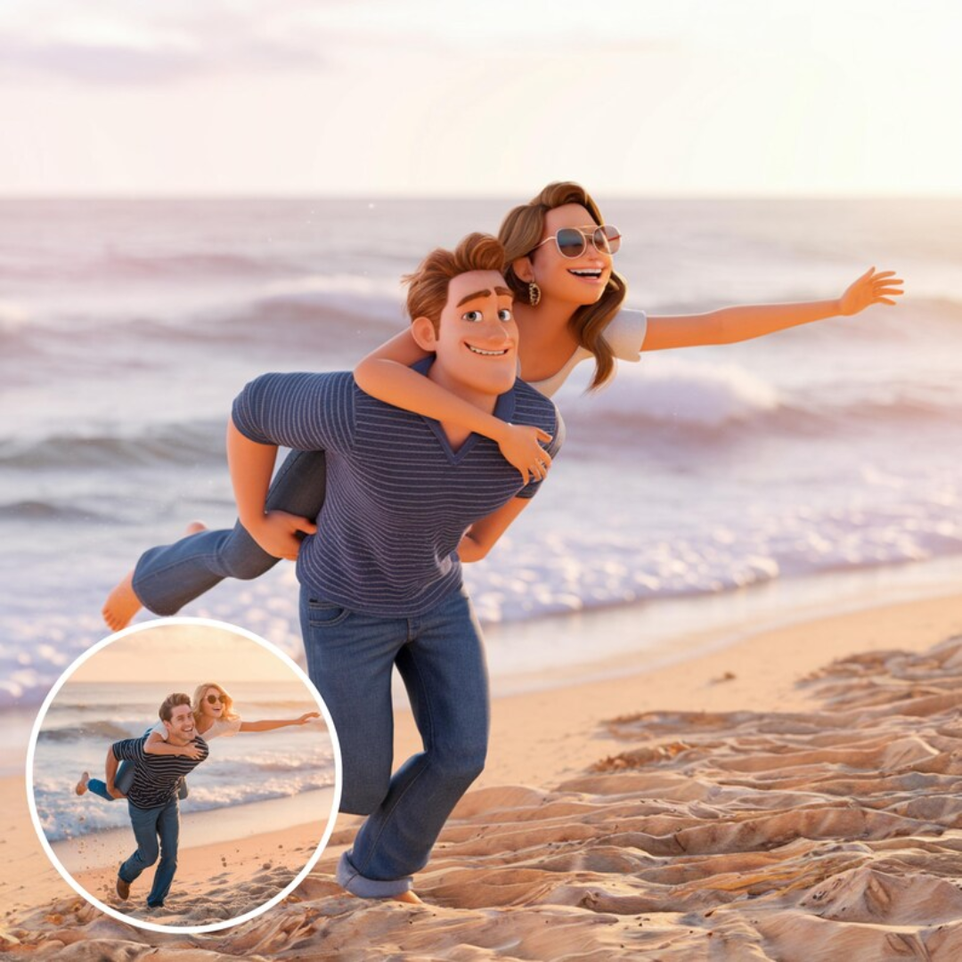 Couples' Portraits, Custom Cartoon Pixar Style Portrait from Photo, Digital 3D Portrait, Become a Pixar Character, Anniversary Couple Gift