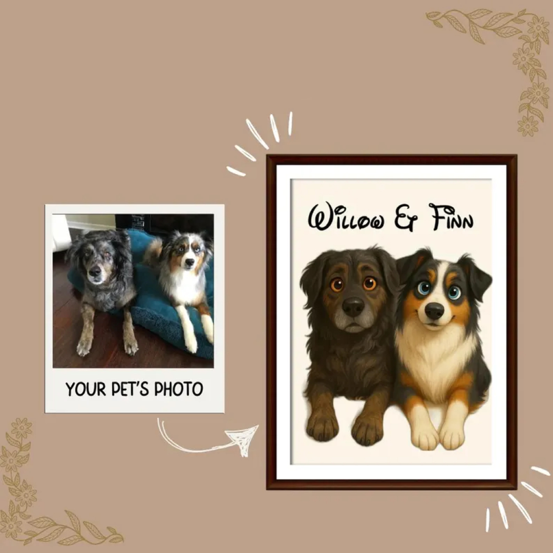 Custom Disney Style Pet Portrait • Cartoon Dog or Cat Drawing • Digital Download • Cute Pet Illustration • Pixar Style Pet Art