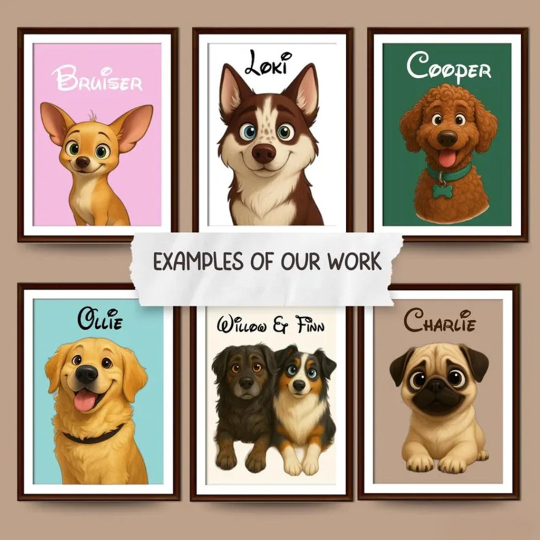 Custom Disney Style Pet Portrait • Cartoon Dog or Cat Drawing • Digital Download • Cute Pet Illustration • Pixar Style Pet Art